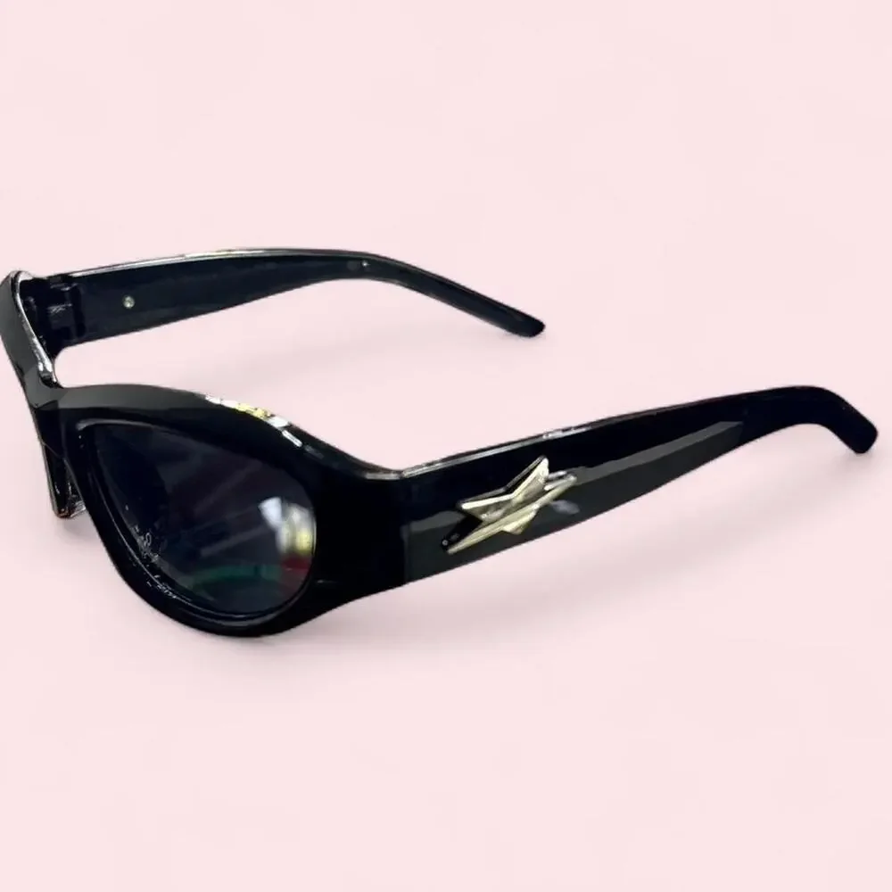 Black frame silver star sunglasses Cybergoth cyberpunk alt rave